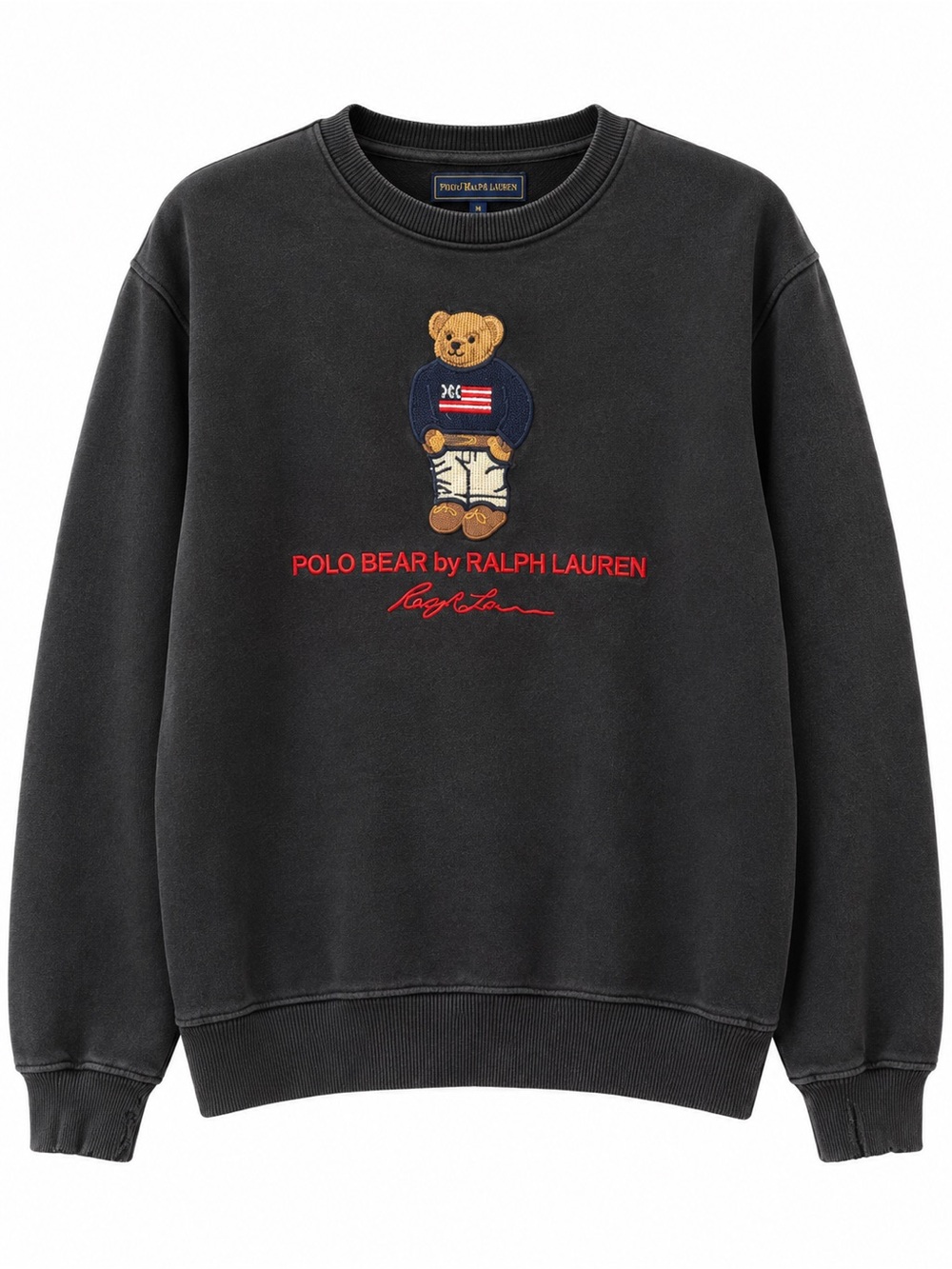 Ralph Lauren Black Polo Bear Crewneck Sweatshirt with Red Logo